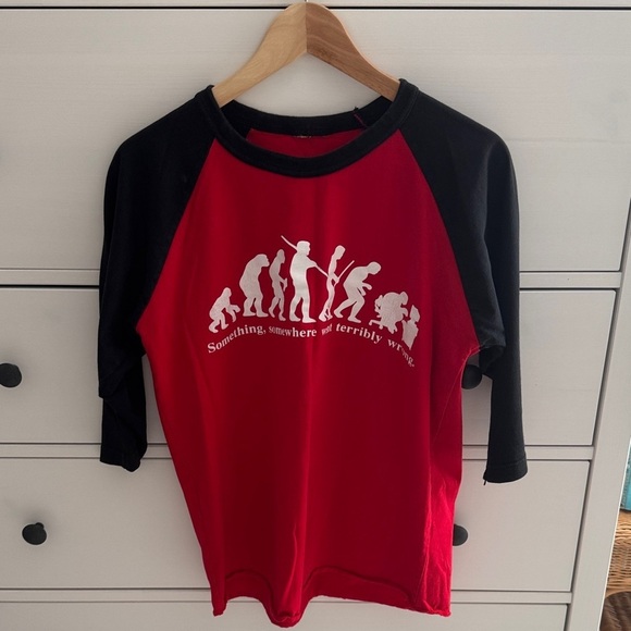 unbranded Other - Red Black Kids Raglan Shirt with Logo Something Somewhere Went Horribly Wrong